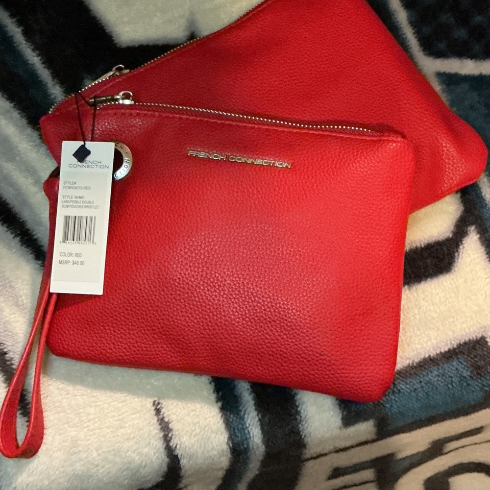 French Connection Vibrant Red Clutch & Wristlet Set